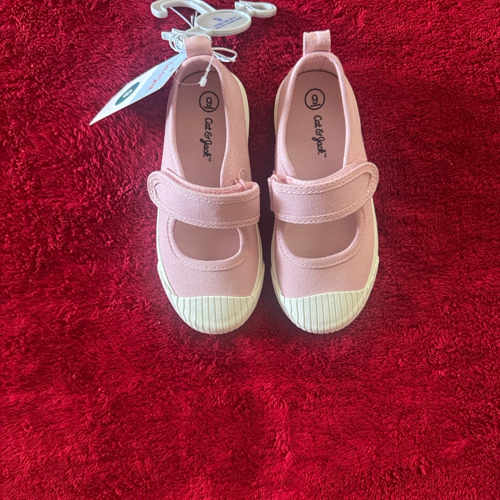 Cat & Jack Light Pink Mary Jane Sneakers with White Toe